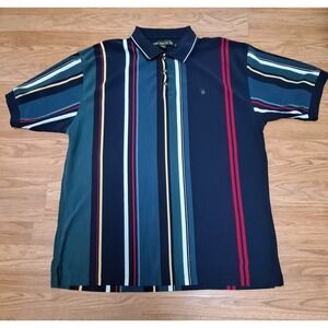 Vintage  Knights of The Round Table Polo 3XL Multicolor Striped Short Sleeve Y2K